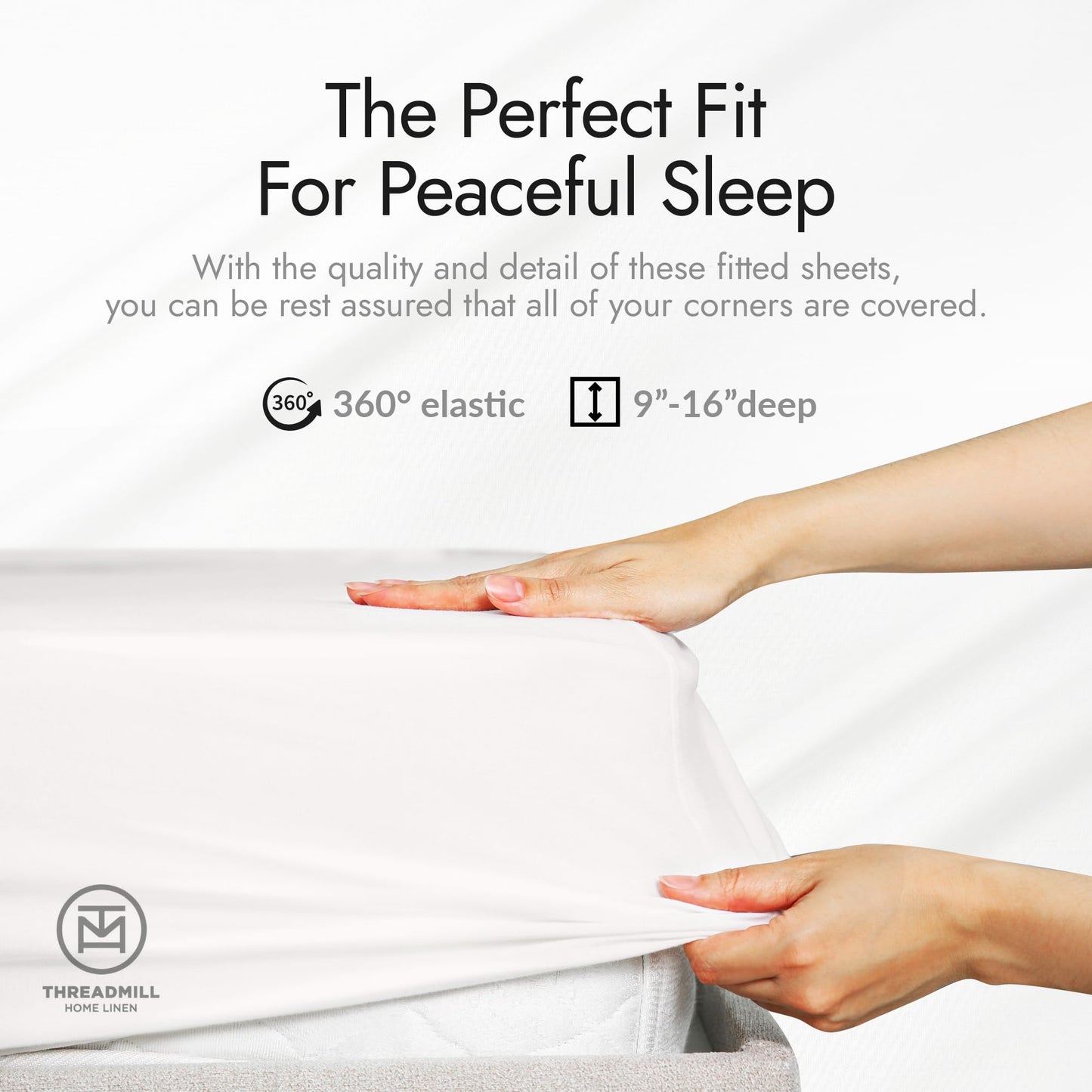 Threadmill Rayon Bamboo Queen Sheet Set - Viscose Bamboo Sheets for Queen Size Bed, 4 Piece Hotel White - Silky Soft, Cool, Lightweight, Breathable - Deep Pocket - Moisture Wicking & Cooling
