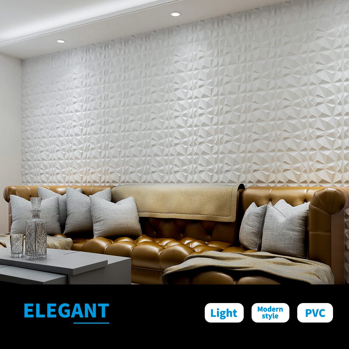 Art3d Decorative 3D Wall Panels in Diamond Design, 11.8"x11.8" Matt White (33 Pack)