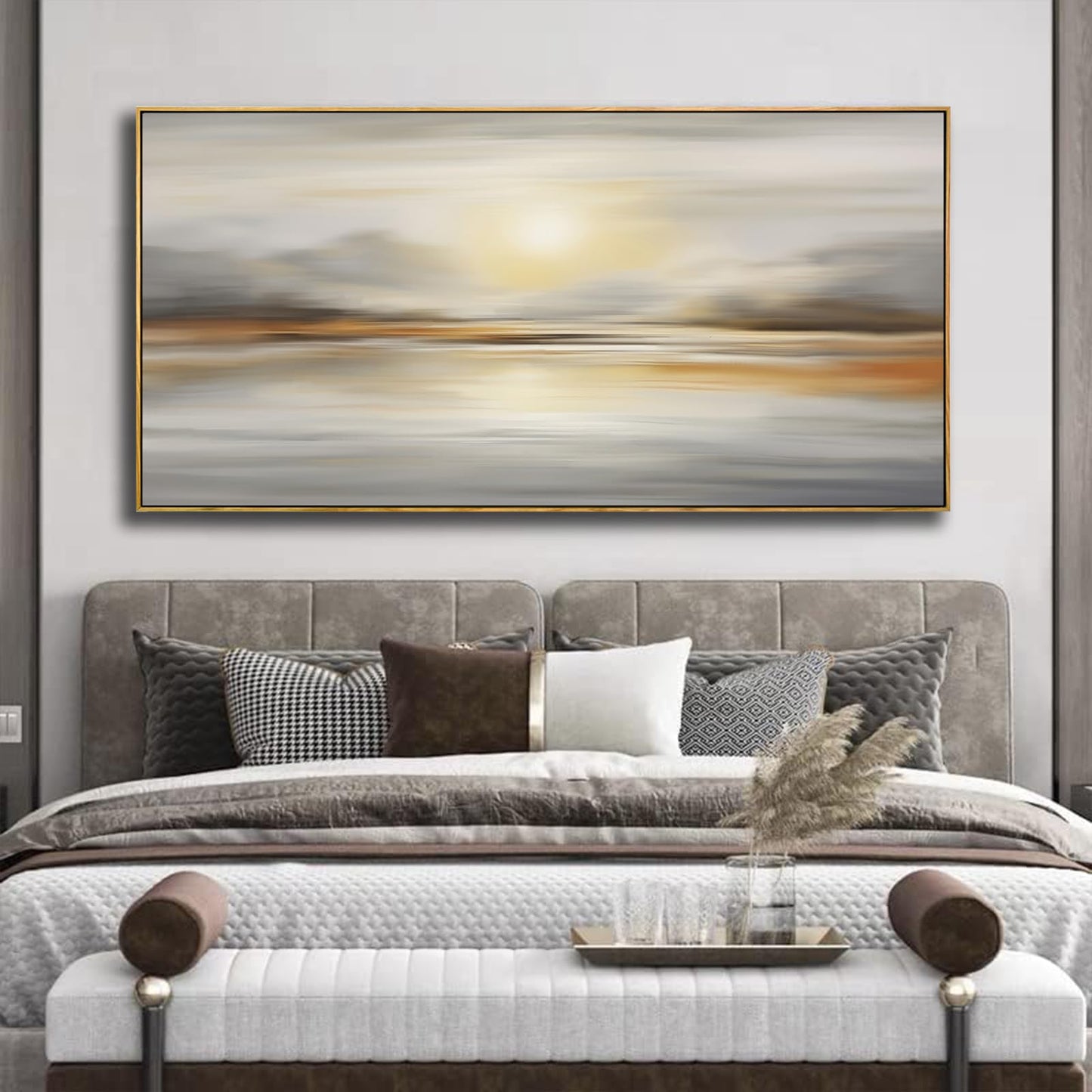 Framed Wall Art Abstract Seascape Canvas Printing Wall Decor Artwork for Living Room Bedroom Dining Room Home Office Decor 24"x48"