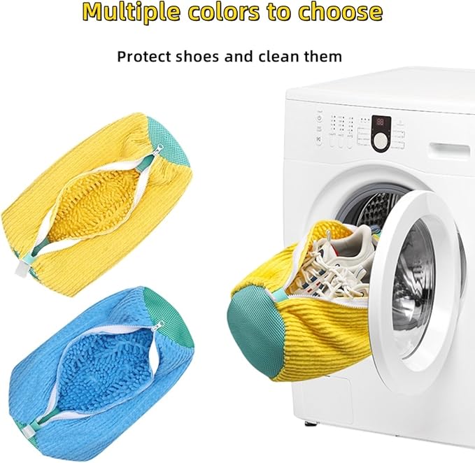 Shoe Wash Bags for Washing Machine (2 Pack), Reusable Laundry Bags for Sneakers, Footwear, Bike Shoes, 360° Deep Clean Shoe Washing Bag (Orange)
