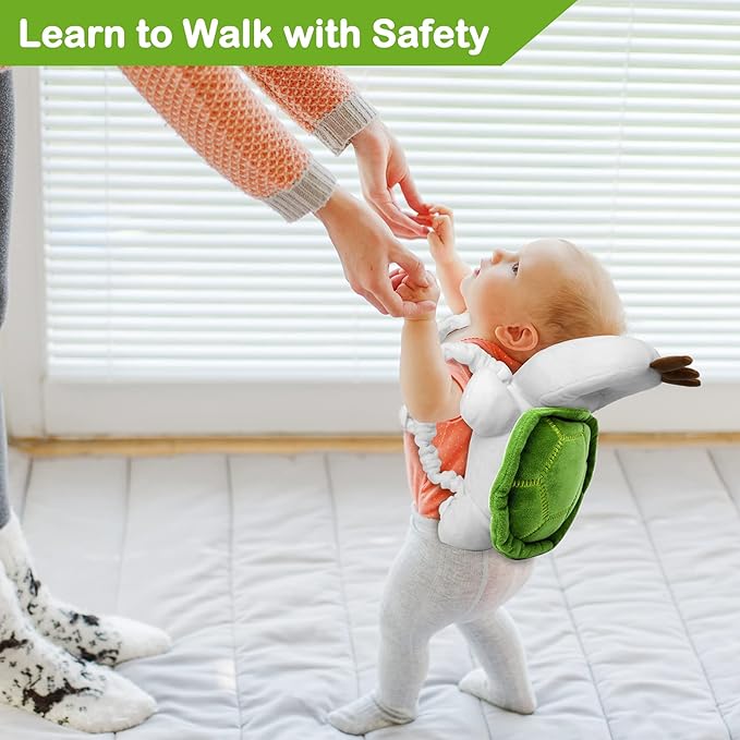 Tortoise WZ S4 Toddler Head Safety Pad Adjustable Backpack with 3 Pairs Baby Socks for Walker & Crawling