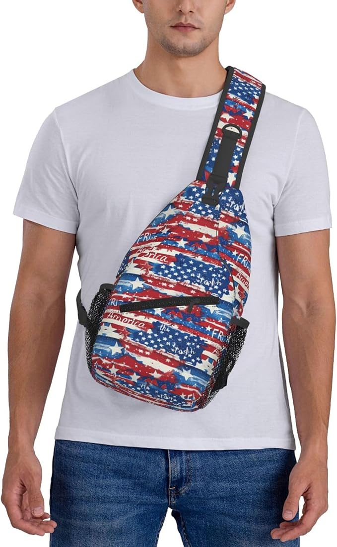 GJXFLSY American Flag Sling Backpack Crossbody Bag Casual Chest Bags Travel Hiking Daypack Shoulder Bag for Women Men