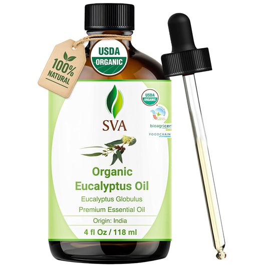SVA Organic Eucalyptus Essential Oil with Dropper, 4 Fl Oz (118 mL)