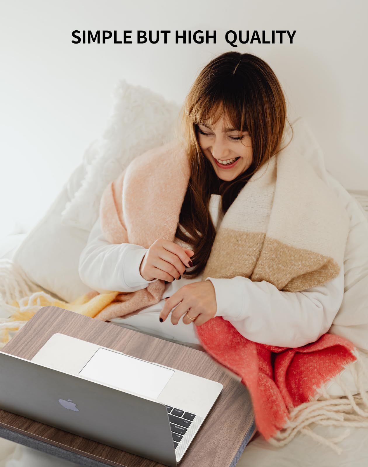 ZEAPTAC Portable Lap Laptop Desk with Pillow Cushion, Fits up to 15.6 inch Laptop, Lap Stand for Bed & Couch & Carpet, Book Tablet/Drawing Board/Computer Laptop Stand - Dark Brown Wood