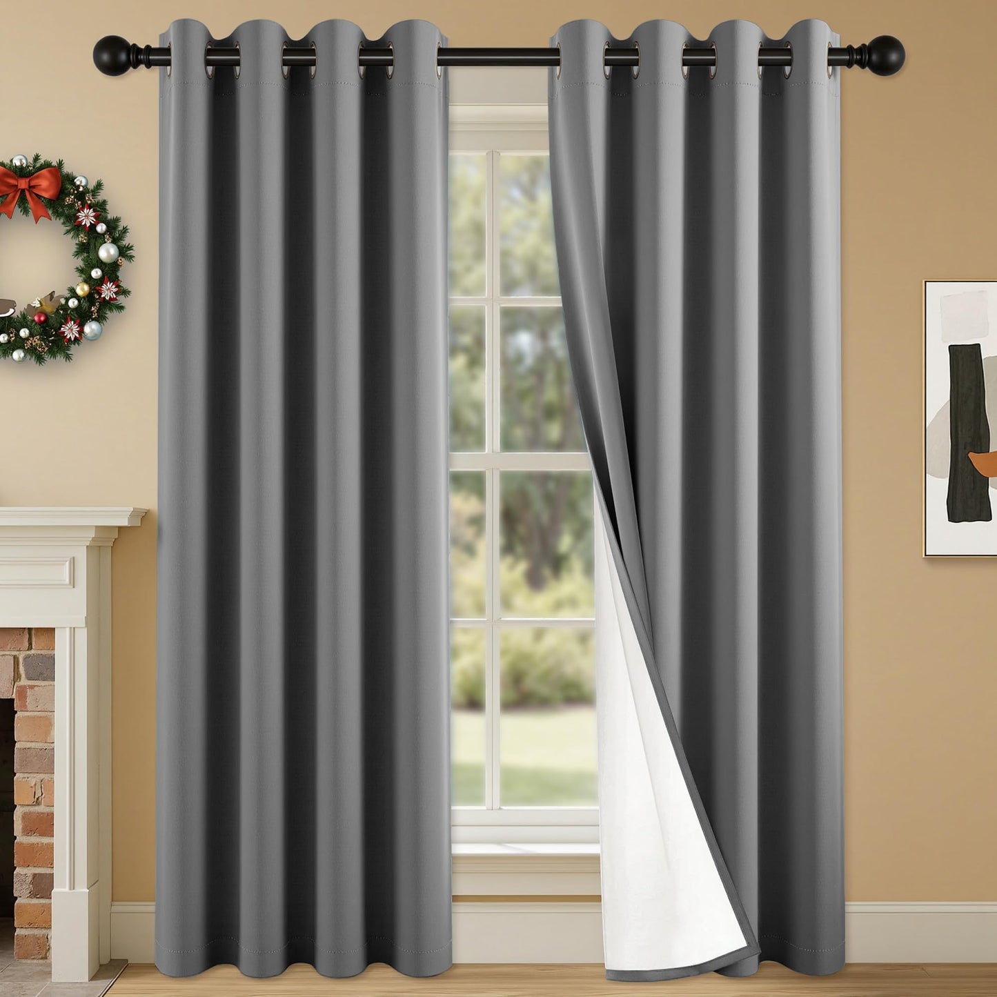 SABALANICA 2 Panels 100% Blackout Curtains, Lightweight Thermal Insulated Grommet Drapes for Bedroom Living Room, Light Blocking Window Treatment, Pack of 2, 54x84 Inches, Charcoal Grey