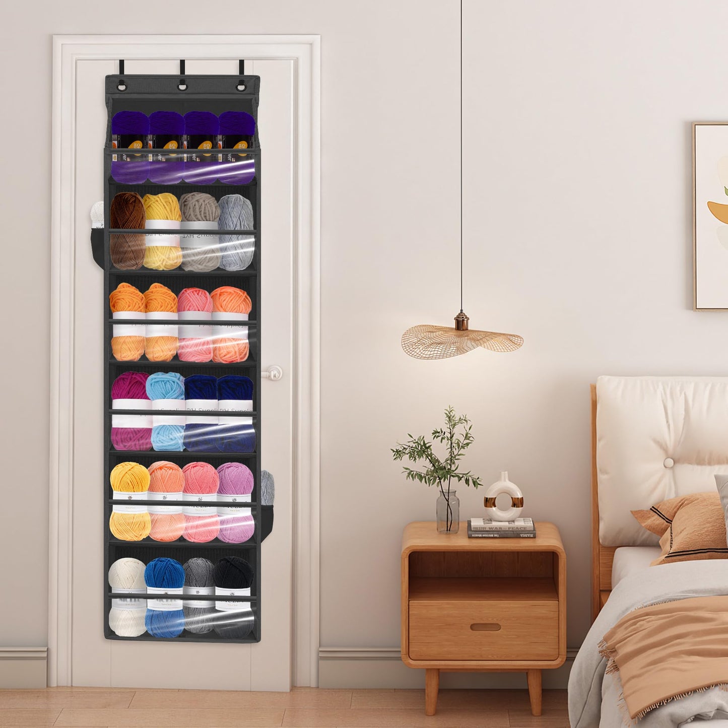 STORAGEIDEAS Over Door Organizer with 6 Extra Large Pockets 12 Side Pockets, Sturdy Closet Storage Rack, Hanging Storage Organizer with Clear Window for Shoes, Diapers, Bedroom, Bathroom, Black