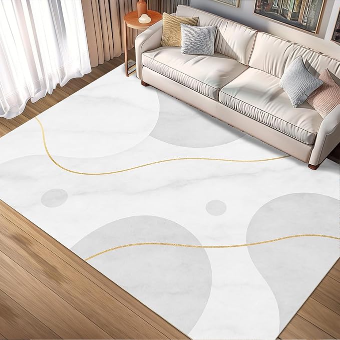 Minimalist Marble Rug - 2x4 Rug, Abstract Marble Hallway Rugs, Modern Luxury Runner Rugs, Washable & Non Slip Small Carpet Home Decor