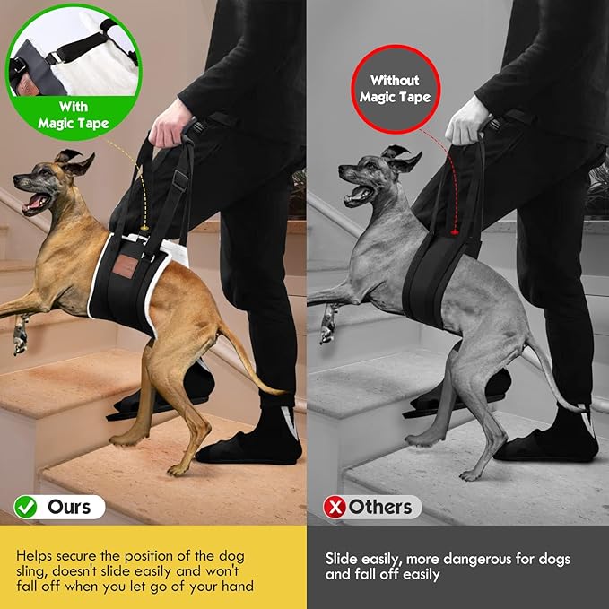 S-ETOVUS Dog Sling for Back Legs, Dog Lift Harness, Magic Tape Dog Sling for Large Dogs Hind Leg Support, Elderly Dog Lifter, Assist Canie Hip Arthritis K9 Cruciate Ligament Rehabilitation (Small)