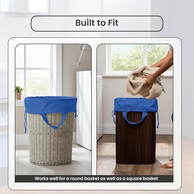 LFH Home Cotton Canvas Large Laundry Bag with Handle, Heavy Duty Drawstring Closure Washable Laundry Bags, School Travel, Home, Hotel, College Dorm, Organizer Sack, Toys Clothes 20x30-Sky Blue