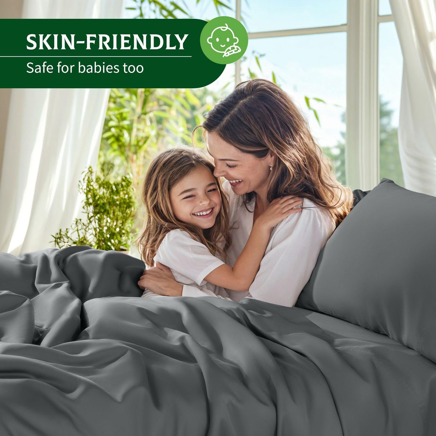 SONORO KATE 100% Viscose Derived from Bamboo_, Extra Deep Pocket up to 18"-24",Ultra Soft & Cooling Sheets for Hot Sleepers, Hotel Luxury Silky Bed Sheets (Dark Grey,King)