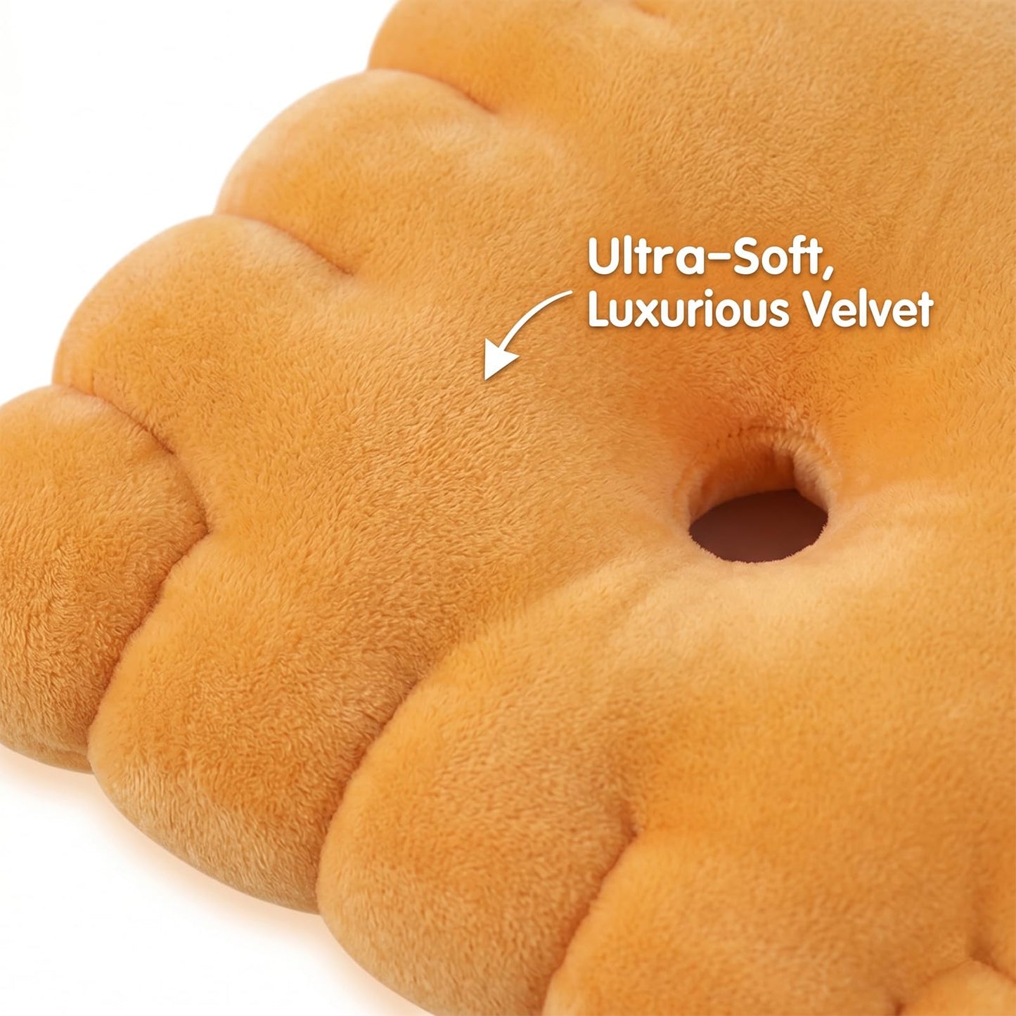 Cheese Cracker Plush Pillow – Soft High-Density Velvet Stuffed Snack Pillow, Baked Snack Cracker Shape, Cute Food Plush Cushion for Kids & Adults, Sofa Bed Travel Decor, 10.24 x 10.24 in