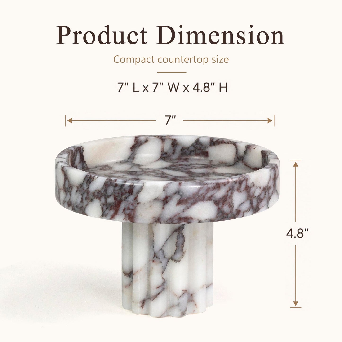 YMXYJM,Natural Marble Pedestal Tray,Decorative Display,Calacatta Viola