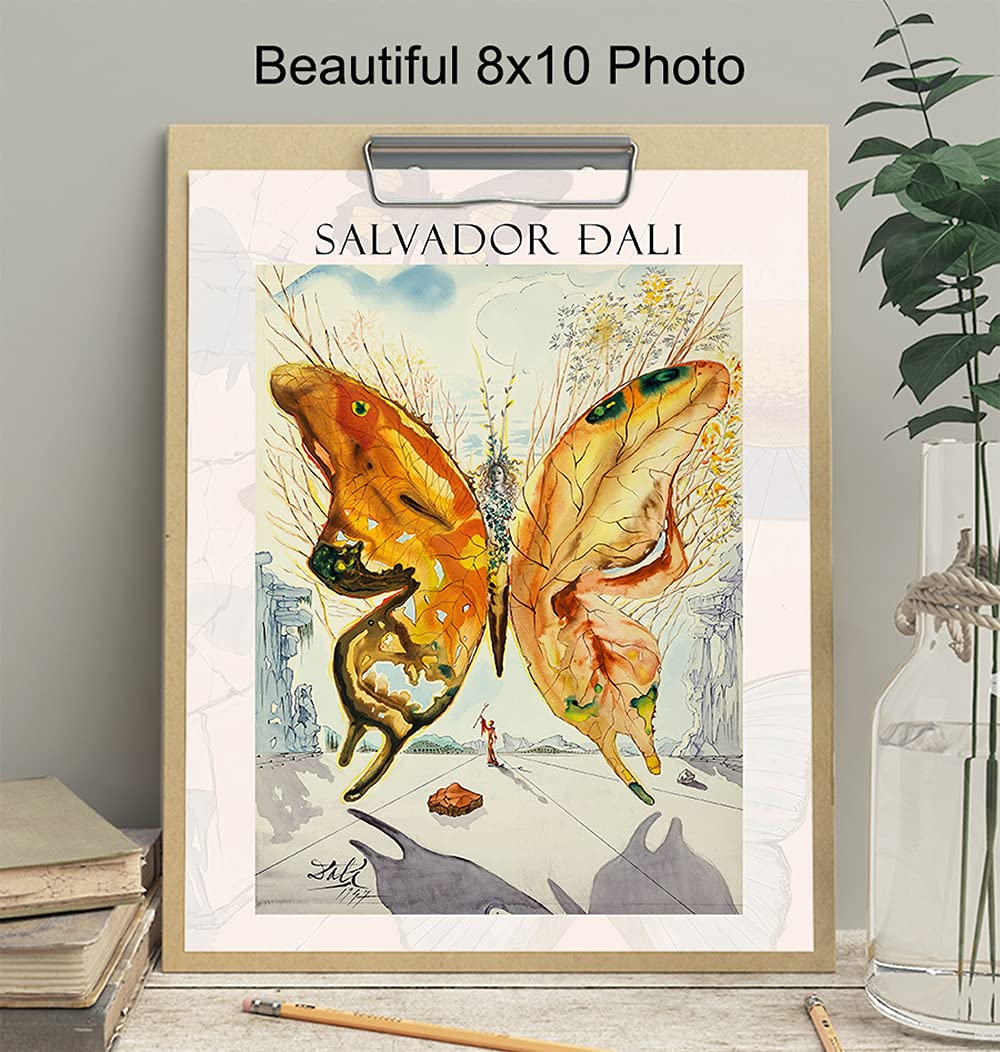 Salvador Dali Wall Art & Decor Print - Gallery Wall Art - Museum Poster - Modern Surrealism Artwork - Contemporary Print - Butterfly Picture - Living Room, Bedroom - Women, Men, Housewarming Gift