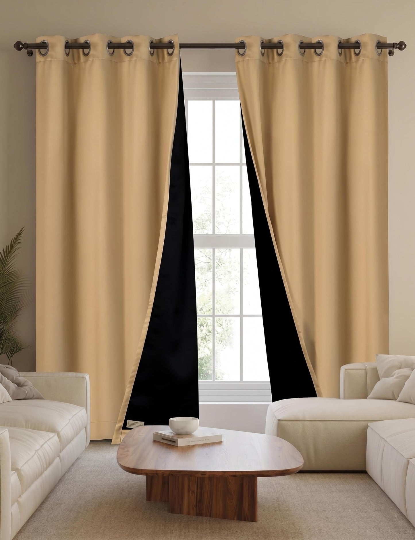 Candy Cottons Blackout Curtains for Bedroom and Living Room, Bedroom Decor, Black Liner for 100% Blackout, Thermal Insulated, Built with Stainless Steel Grommet, Easy Installation, Grey, 52x54