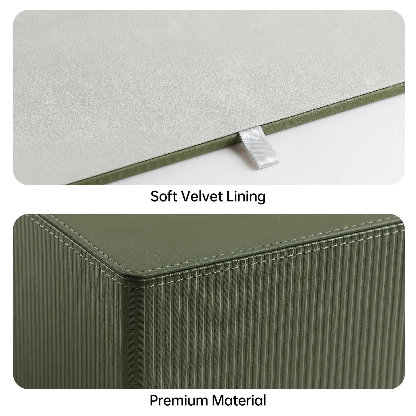 Cretkhp Tissue Box Cover Square with Magnetic Closure, PU Leather Tissue Box Holder for Bathroom NightStands Livingroom, Decorative Modern Square Tissue Holder (Green)