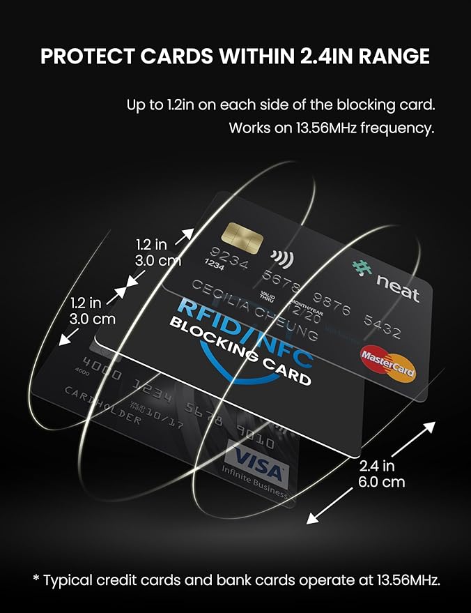 WHonor RFID Blocking Card 5 Pack, Bank Debit Credit Card Protector, Anti-Theft Contactless NFC Blocker, Entire Wallet Protection (5)