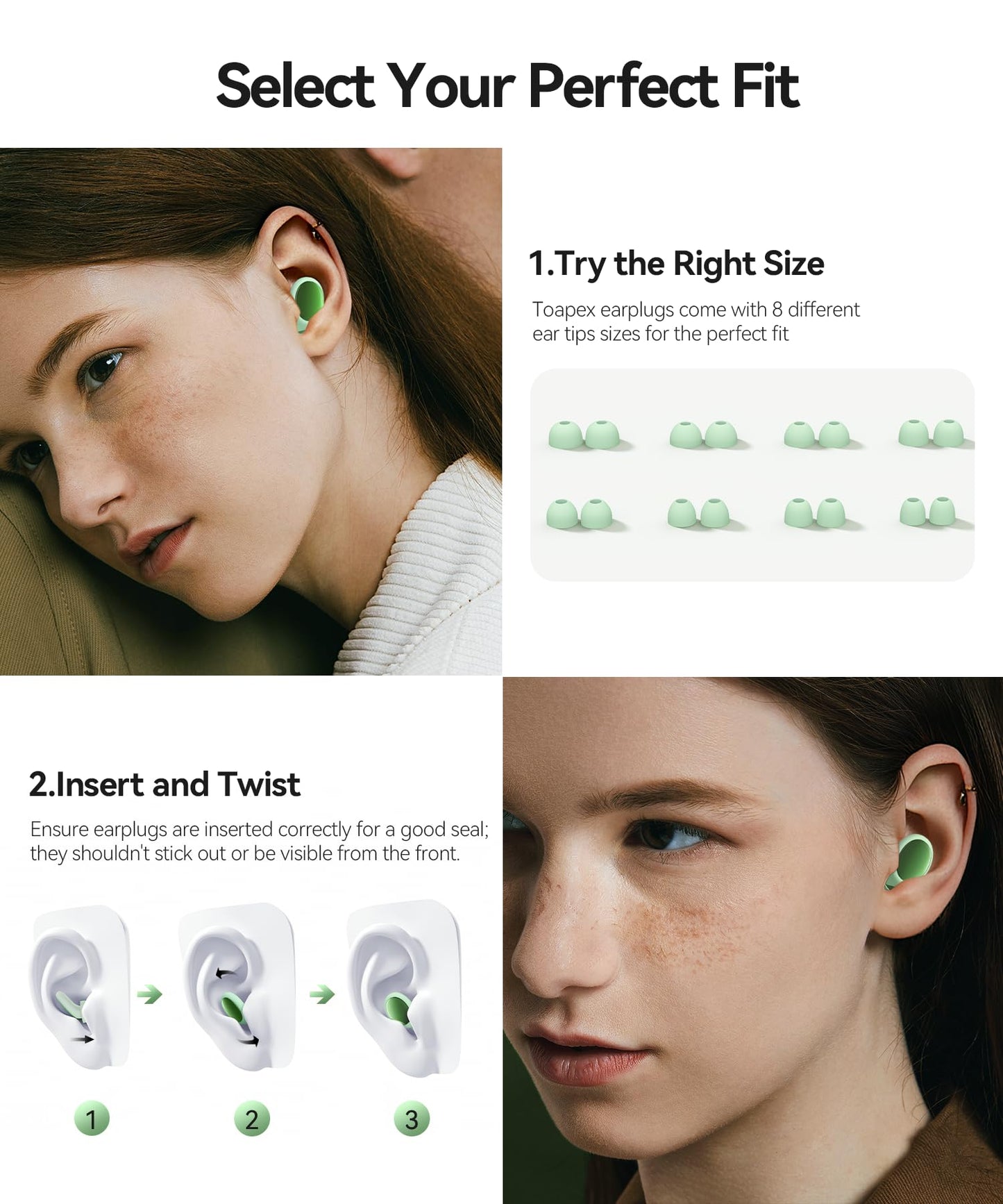 45dB Ear Plugs for Sleeping Noise Cancelling Ear Plugs for Noise Reduction & Snoring, Concerts, Earplugs for Sleep,Sider Sleepers Airplane, Silicone Earplugs Reusable Concert Ear Plug