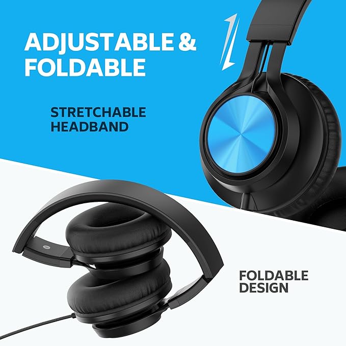 AILIHEN Classroom Headphones Bulk 12-Pack, Headphones Wired with Microphone for Students, Teens, Library, Chromebook, Laptop, Adjustable, Foldable, 3.5mm Jack - (Mixed Color)