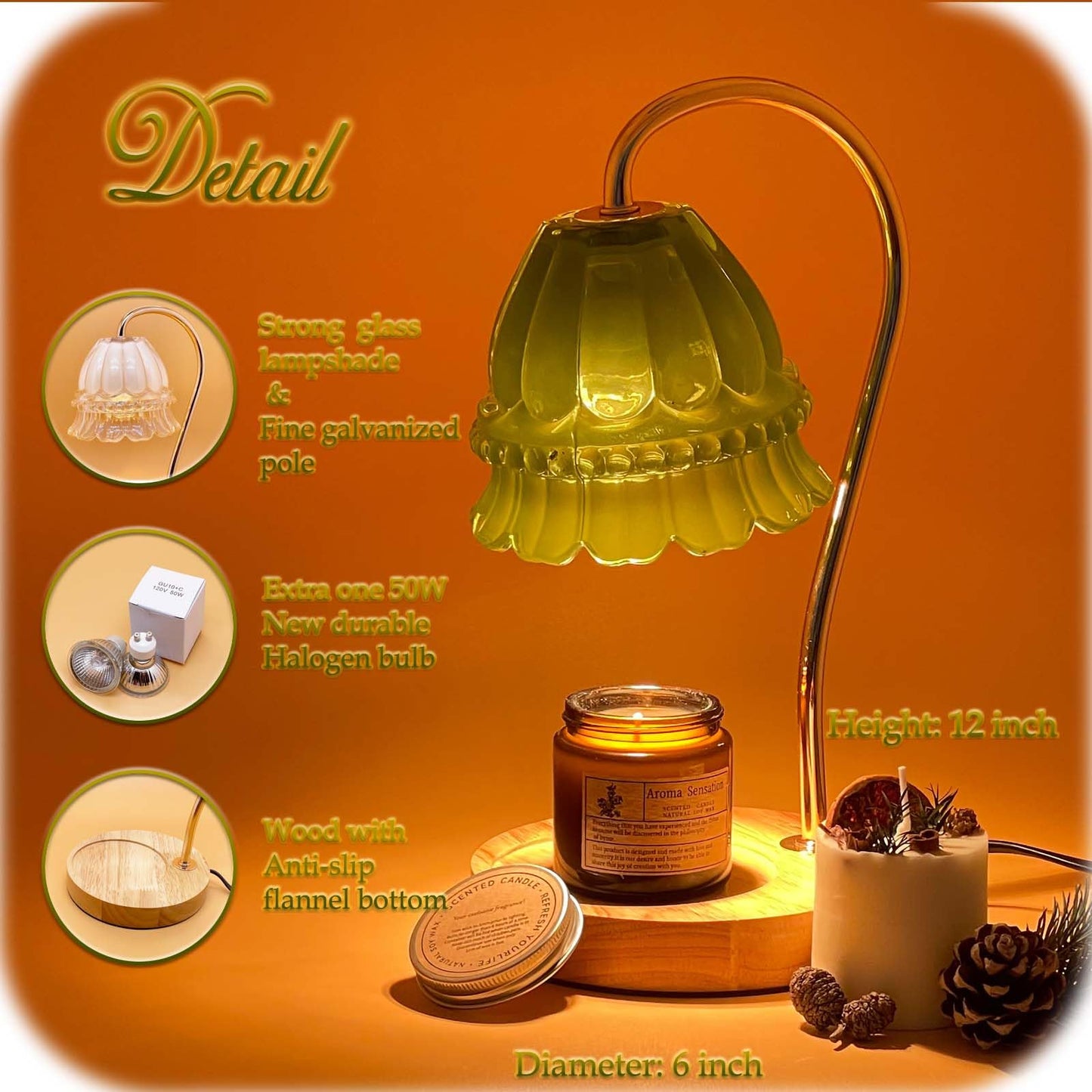 Candle Warmer Lamp with Timer Dimmer, Wax Warmer Lamp for Jar Candles with 2 Bulbs, for Women Mom, Best Valentine's Day and House Warming Gift New Home Decor