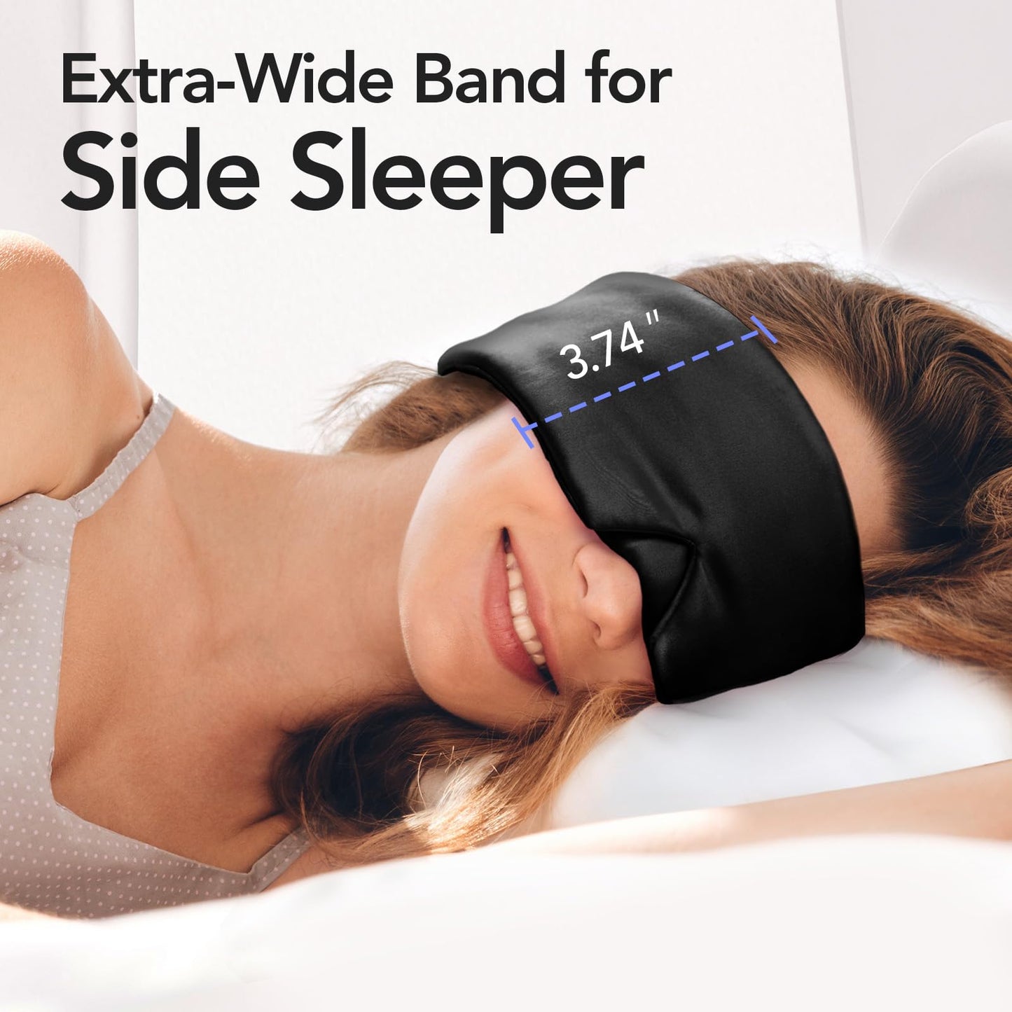 LitBear Silk Sleep Mask for Side Sleeper, Travel, Airplane, Office, Black