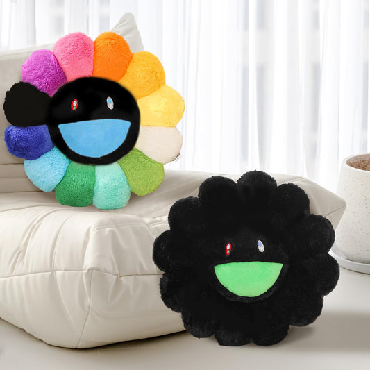 2 Pcs Smiley Face Flower Pillow for Room Decor