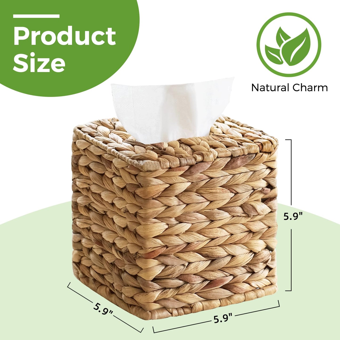 4 Pack Wicker Tissue Box Cover Square, Rattan Tissue Box Holder Facial Tissues Boxes, Hand Woven Decorative Tissue Covers Tissue Holders for Bathroom Bedroom Desk Office