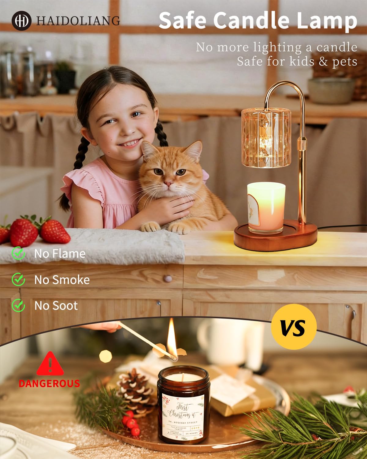 HAIDOLIANG Candle Warmer Lamp with Timer - Adjustable Height and Stepless Dimmable, Birthday Gifts for Women/Mom, Unique Teacher Appreciation Gifts