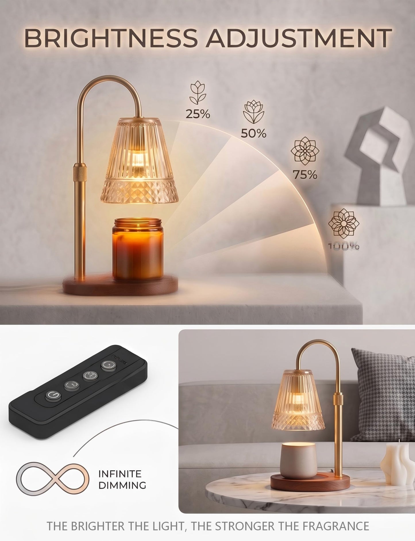 kuttipaw Candle Warmer Lamp with Timer & Dimmer, Birthday Gift for Women, Mom, Sister, Housewarming Gifts for Home Decor, Smokeless Height Adjustable Wax Melterfor Scented Candles (2 Bulbs Included)
