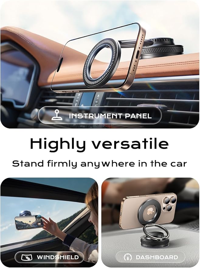 MAGIC JOHN Car Phone Holder for Magsafe [2-in-1 Fragrance Diffuser & Magnetic Phone Holder] 360° Adjustable Car Phone Mount, Phone Holders for Your Car for iPhone 17 Pro Max 16 15 14 13 12 Air Plus