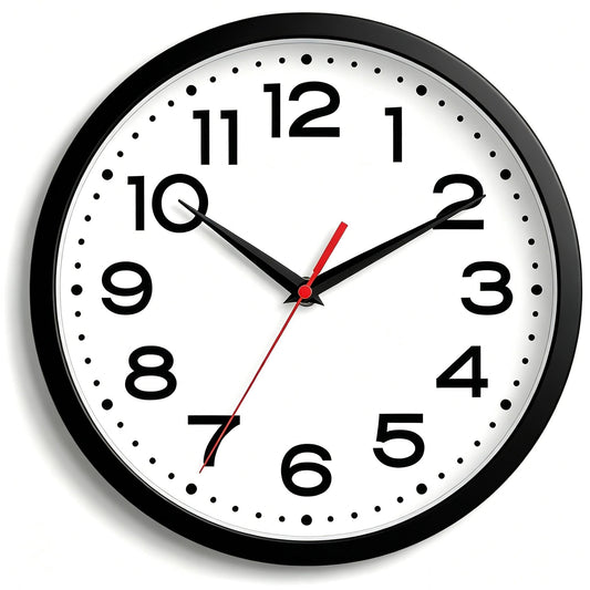 Roymnie Wall Clock Silent Non-Ticking Modern Clock Battery Operated 12 Inch Classic Analog Decorative for Classroom, Living Room, Office, Bedroom, School, Hotel (Black)
