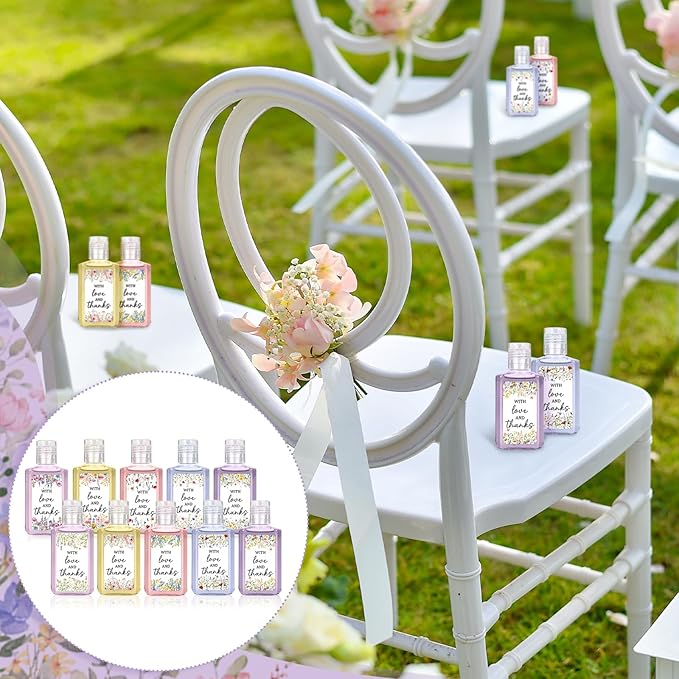 50 Pcs Wild Flower Mini Hand Sanitizer Bulk Thank You Gift Favors Small Hand Sanitizer for Guest 1fl oz Travel Size Hand Soap Gift for Wedding and Baby Shower Supplies