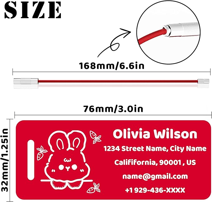 4 PCS Personalized Luggage Tags for Suitcases, Custom Aluminum Luggage Tags for Bags and Backpacks, Waterproof & Heavy Duty Personalized Metal Name Tags for Travel (Red)