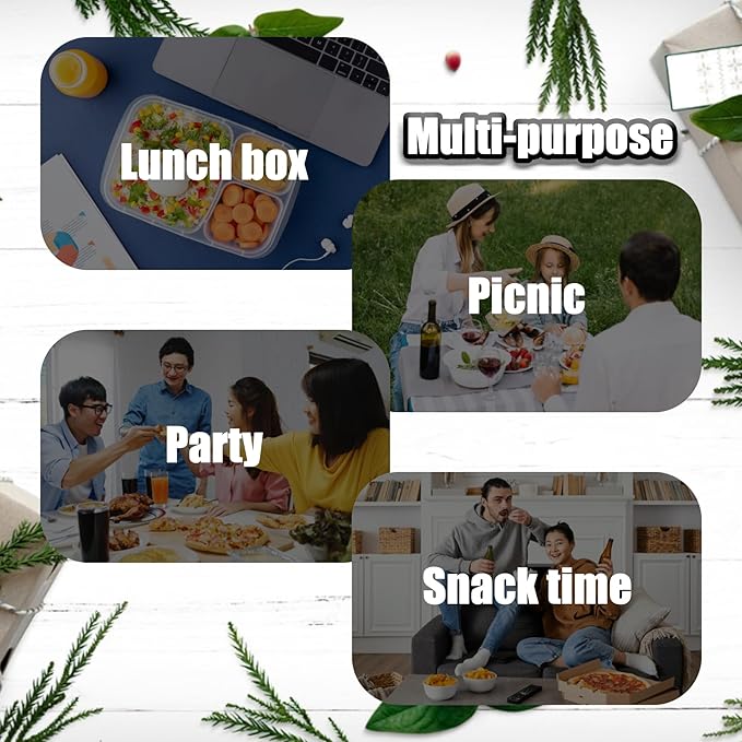 VOUKEN Double Compartment Condiment Container with Lid Double Compartment Snack Containers Double Compartment Snack Containers for to-go Sauce, Sampling, Travel Snack (Transparent 20PCS)