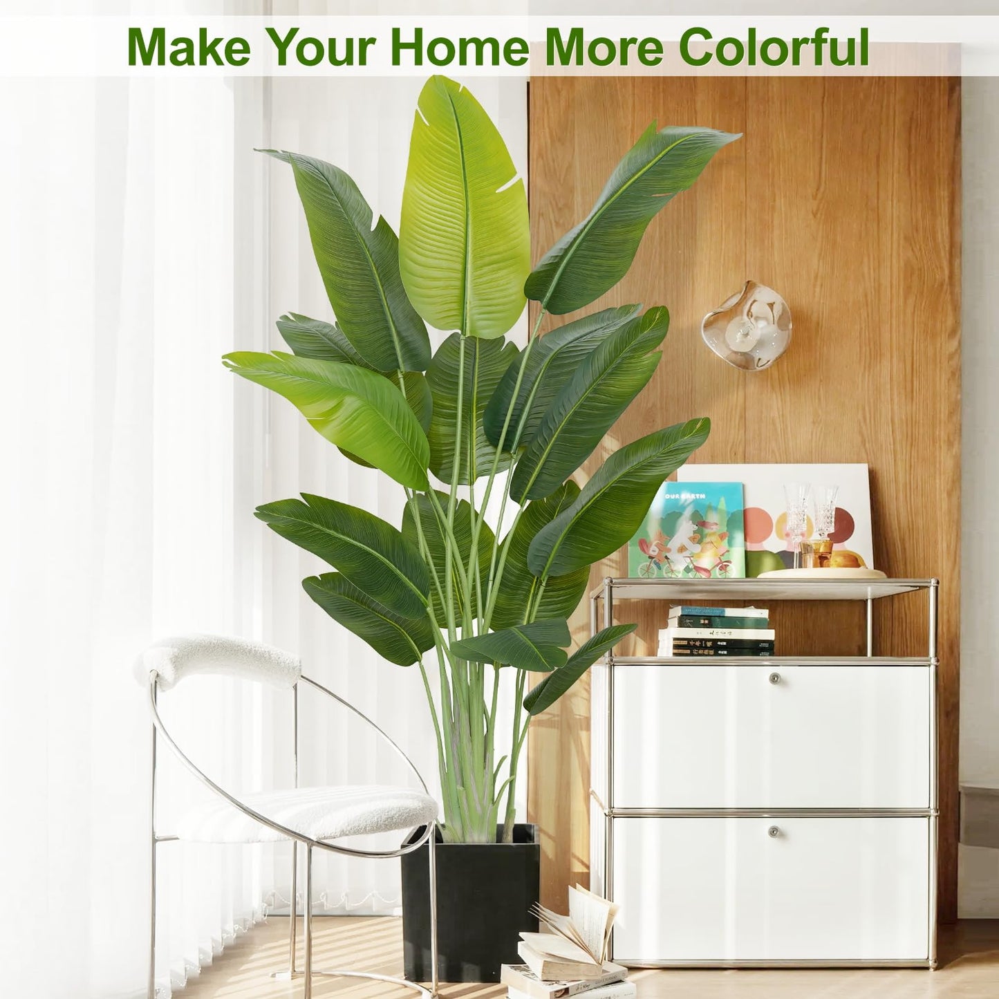Keeplush Lifelike Bird of Paradise Artificial Plant,6.6ft Faux Banana Leaf Tree with 15 Trunks - Perfect Indoor Silk Floor Plant for Home Decor in Living Room, Office, and Bedroom