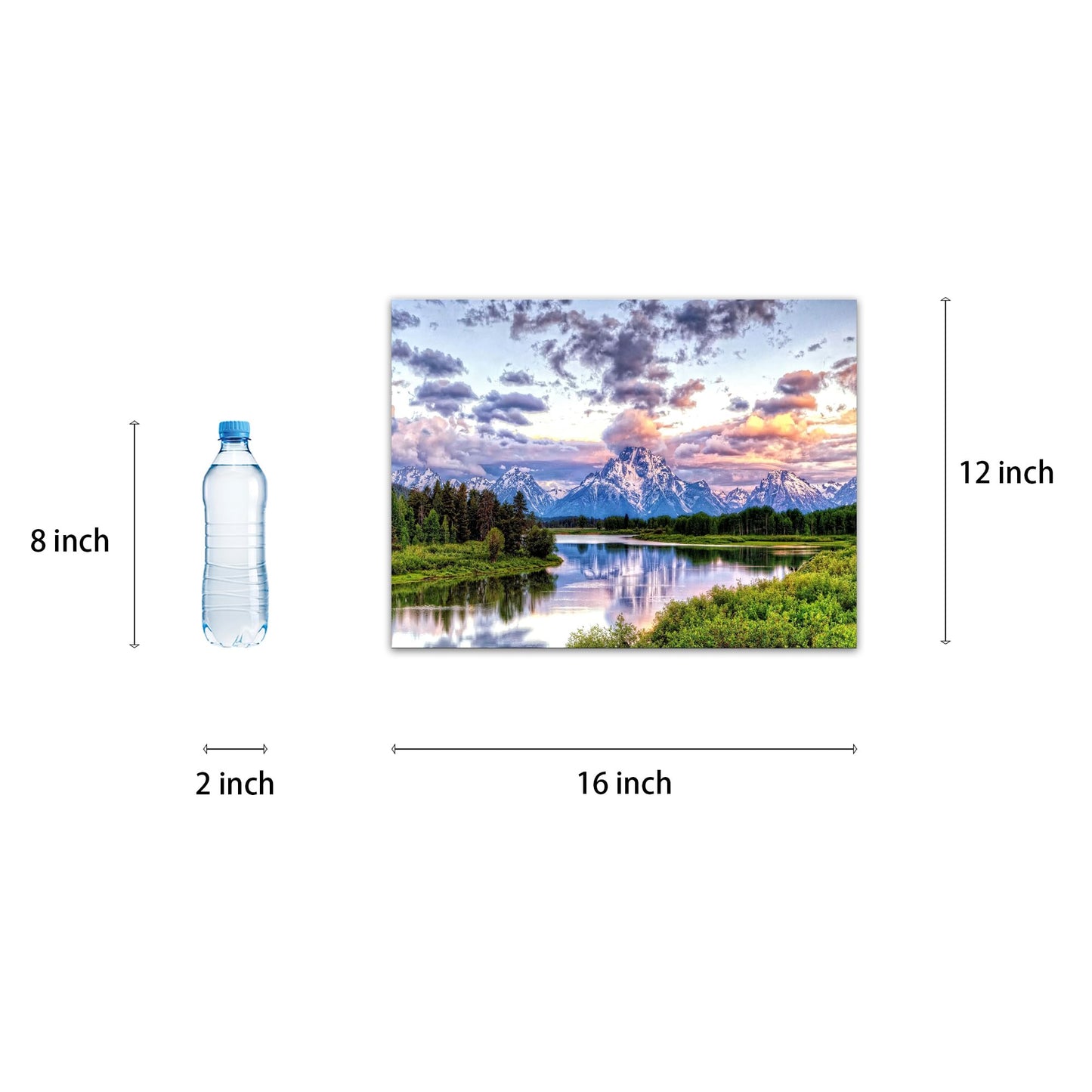 SKASNFAI Grand Teton Wall Art Mountain Art Pictures Wall Decor National Park Canvas Painting Contemporary Landscape Poster Framed for Bedroom Home (12x16 inch)