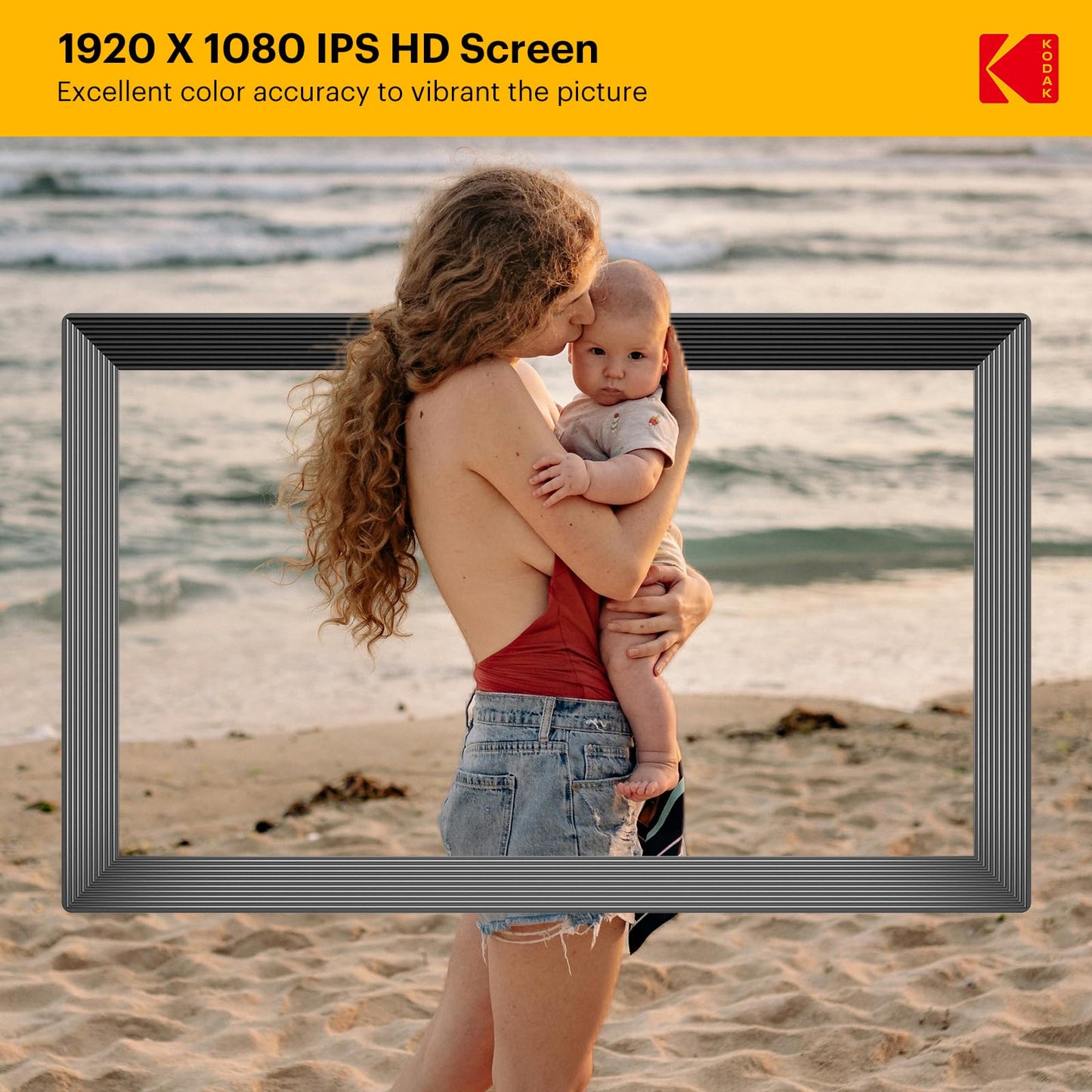 KODAK 15.6 Inch Large WiFi Digital Picture Frame, 1920x1080 FHD Touch Screen Electronic Photo Frame with AI Photo Art, 32GB Storage, 6 Ways Sharing Photos & Videos, for Mom Family