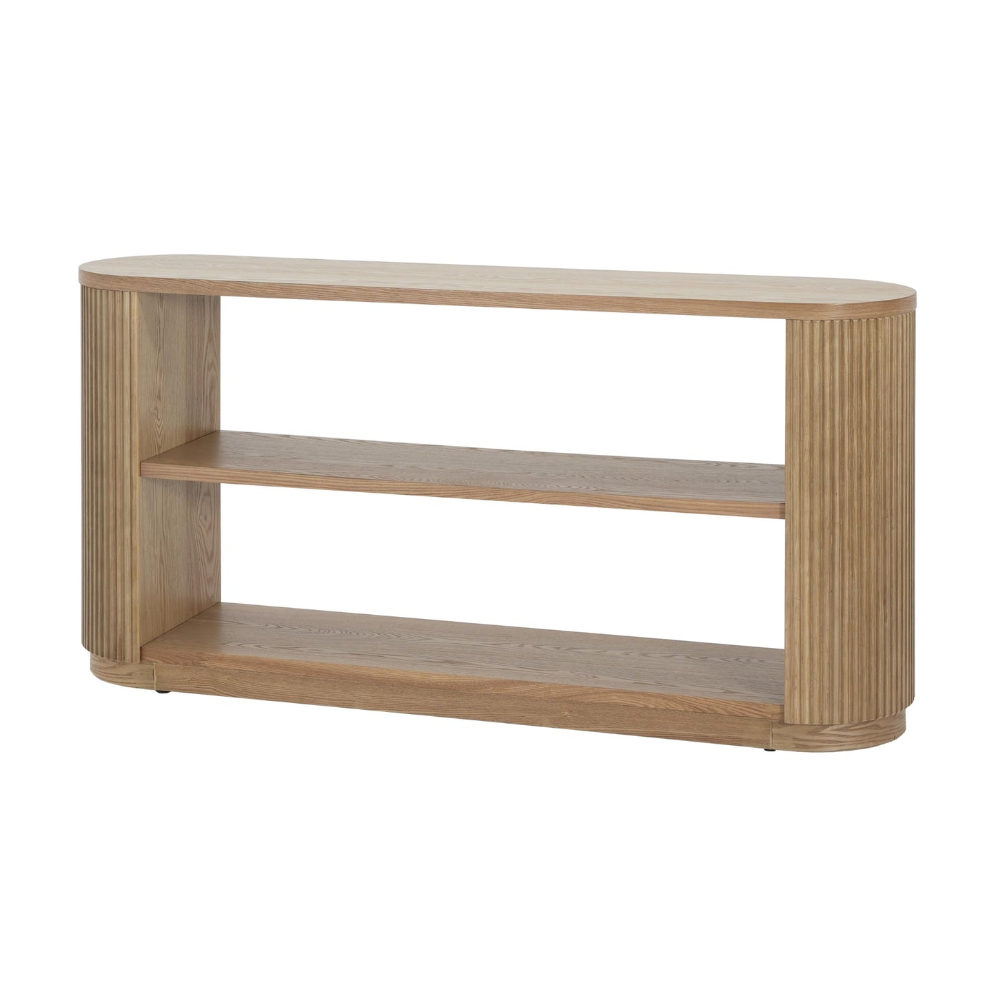 Christopher Knight Home Mirod Sofa Table with 3-Tier Open Shelves, Entryway Console Table, Narrow Wooden Couch Tables, Wide Space to Display, Spacious Storage Shelf for Living Room Hallway, 58"Natural
