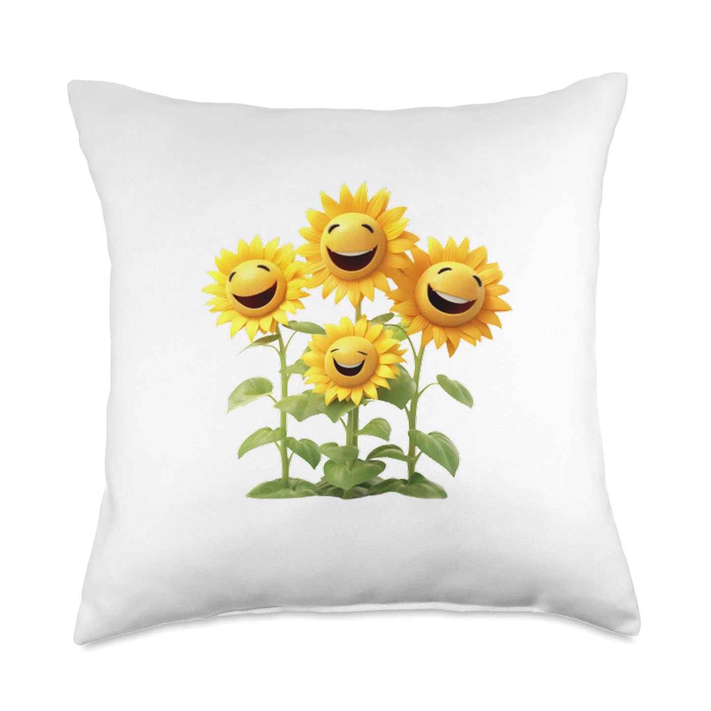 Flowerpower Bouquet of Flowers Silly Floral Gifts Happy Sunflower Bouquet Crazy Sun Flower Bloom Summer Time Throw Pillow, 18x18, Multicolor