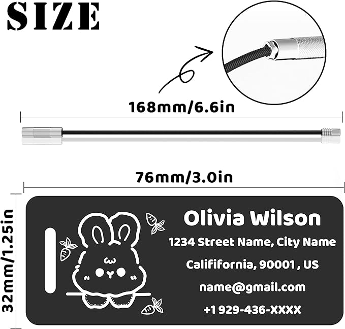 4 PCS Personalized Luggage Tags for Suitcases, Custom Aluminum Luggage Tags for Bags and Backpacks, Waterproof & Heavy Duty Personalized Metal Name Tags for Travel (Black)