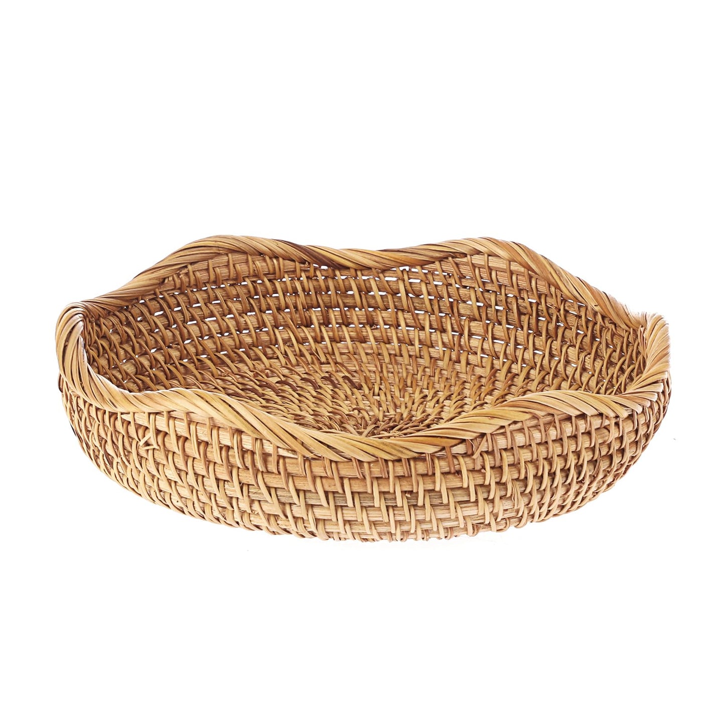 Hipiwe Natural Rattan Tray 8.5" Wicker Storage Bowls Hand Woven Basket Tray for Bread Fruit Key Round Fruit Baskets for Kitchen Entryway Tabletop Decorative Baskets Bowl