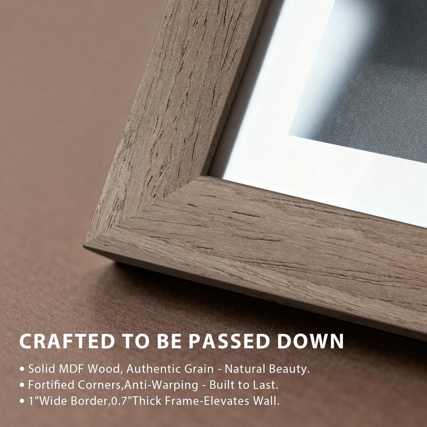 KissNow 5x7 Picture Frame 4 Pack, Walnut Wood 7x5 Frame, Tempered Glass, Vertical or Horizontal Tabletop Display for Photos & Art Prints