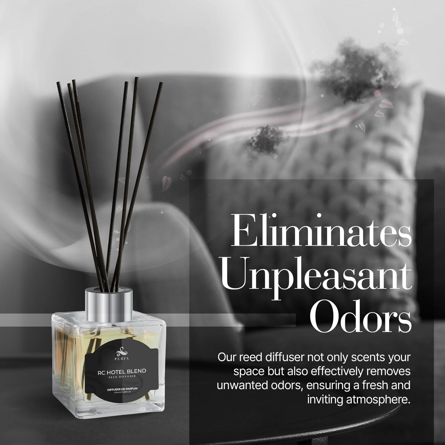 Reed Diffuser Set 100ml - Inspired by Luxury Hotel Diffuser Oil - Bathroom Decor Long Lasting Scent - Home Decor for Shelf, Bedroom, Living Room, and Workspace - Ritze Karlten Inspired Scent by Perfa