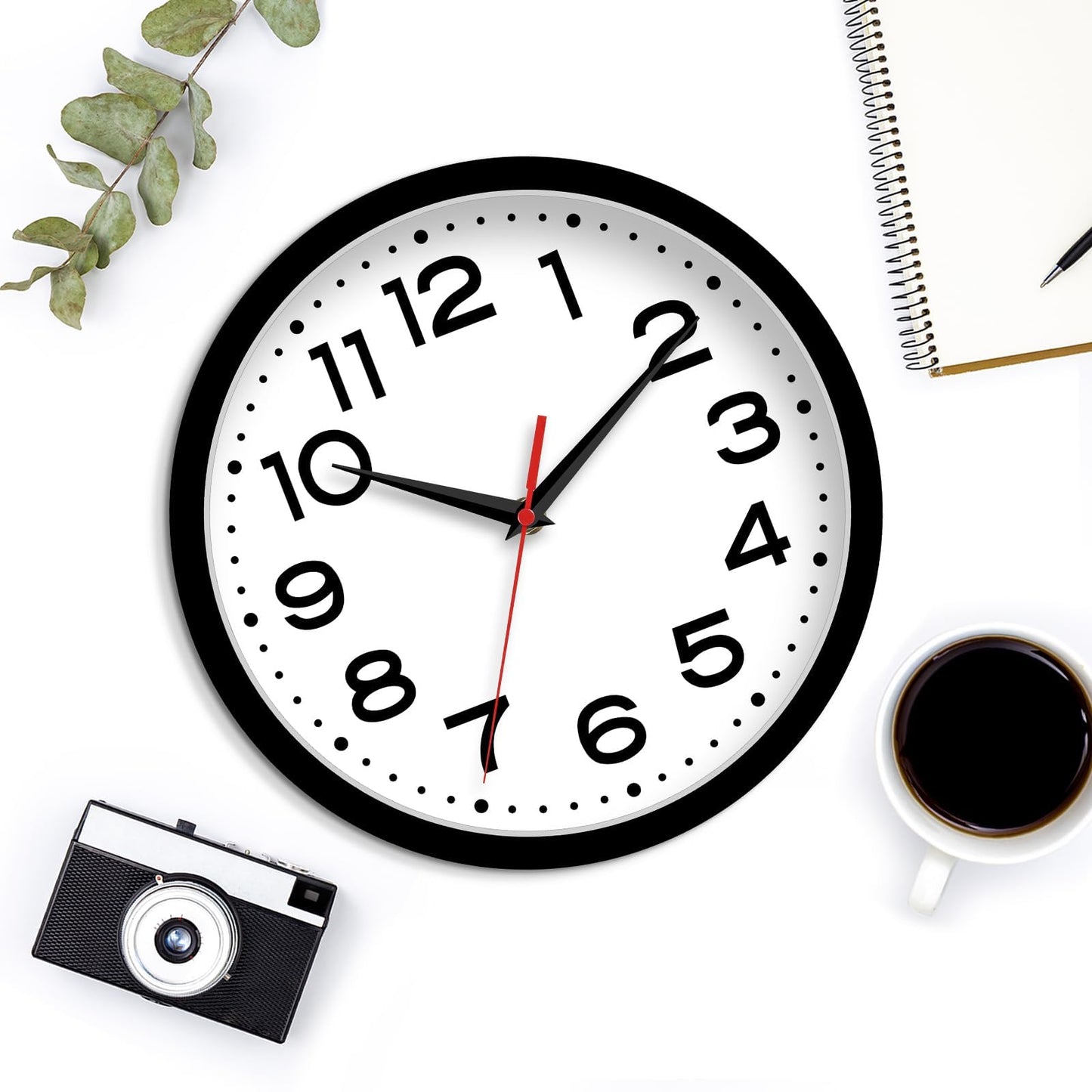 Roymnie Wall Clock Silent Non-Ticking Modern Clock Battery Operated 10 Inch Classic Analog Decorative for Classroom, Living Room, Office, Bedroom, School, Hotel (Black)