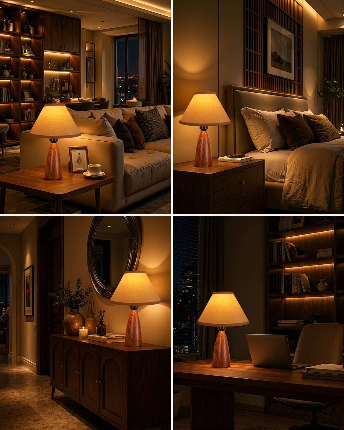 Nusogon Touch Table Lamp for Nightstand - 3-Way Dimmable Small Bedside Lamp, 3s Quick Shut-Off Smart Desk Lamp for Bedroom, Living Room, Reading, Nursery, LED Bulb Included