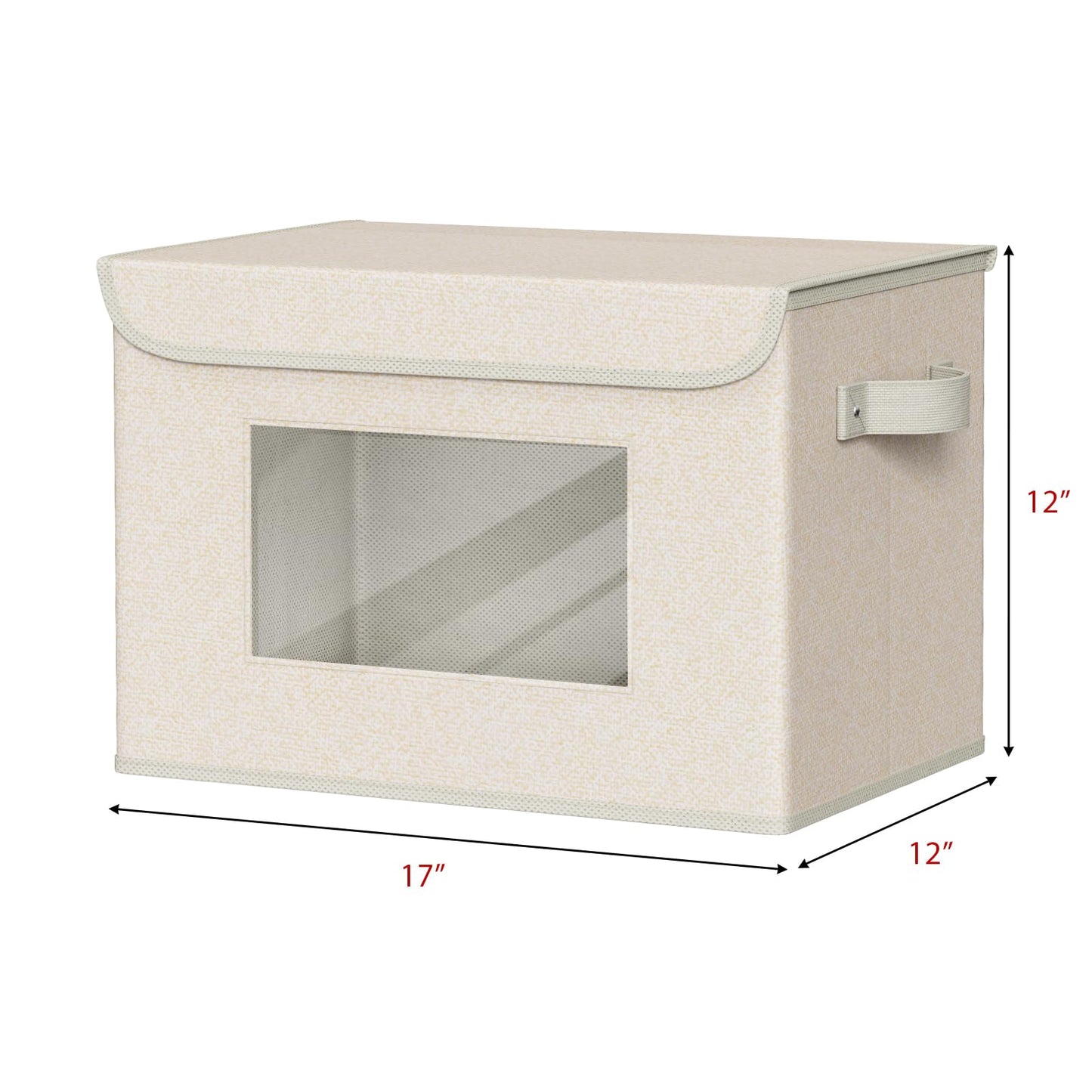 Univivi Collapsible Stackable Storage Bins with Lids [4-Pack] Foldable Fabric Closet Organizer Basket, Closet Organizers and Storage Cube Storage Bin for Home, Office, Bedroom (Beige, 17“ x 12” x 12")