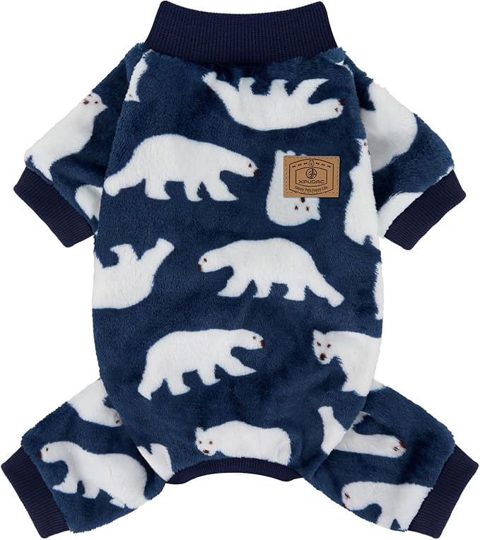 XPUDAC Dog Pajamas Polar Bear Fleece Dog Sweater for Small Medium Dogs Girl Boy Winter Puppy Clothes Pet Outfit Jumpsuit, 2XL