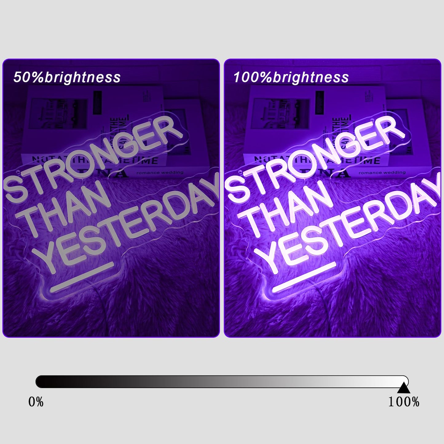 Gyaksjm Stronger Than Yesterday Neon Sign for Wall Decor Gym Neon Light Purple Letter Neon light sign Dimmable USB Powered LED Neon Signs for Home Gymmer Fitness Club Classroom