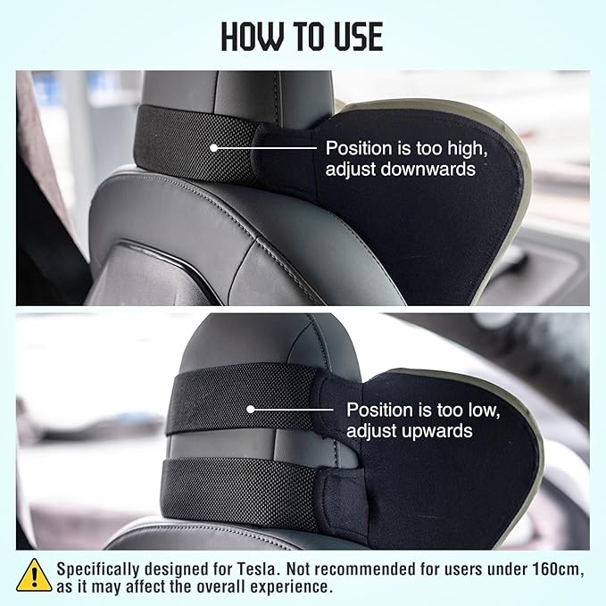 Car Neck Pillow for Driving Seat, Soft Memory Foam Headrest Pillow with Adjustable Strap and Removable Cover, Ergonomic Neck Support for Car, Office Chair, Gaming Chair – Dark Grey