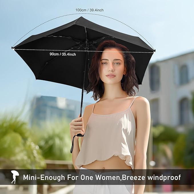 LEAGERA Mini Umbrella - Compact, Waterproof Travel Umbrella for Light Rain, Suitable for Women's Purse and Pocket