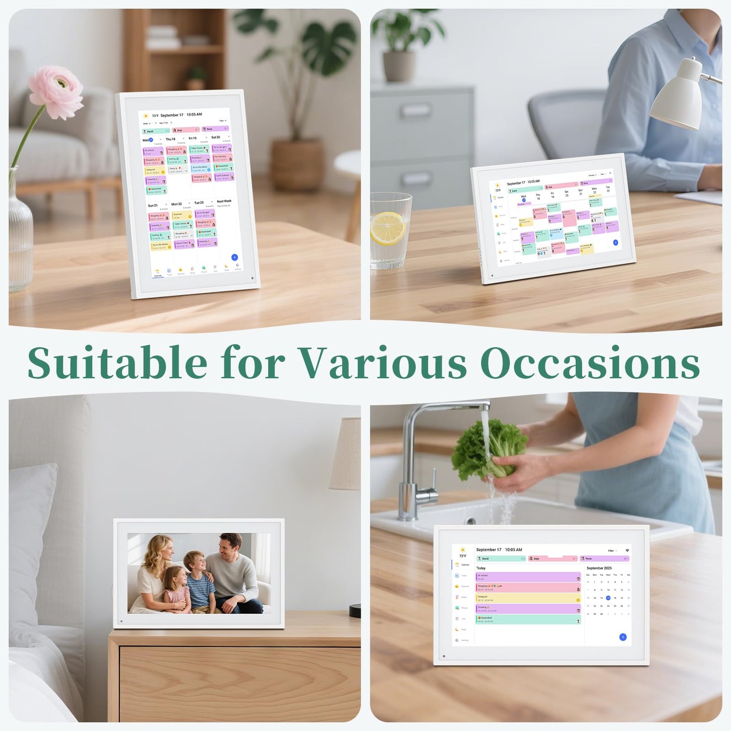 Digital Calendar,10.1 Inch Smart Electronic Calendar Family Planner,IPS HD Touch Screen Home Interactive with WiFi App Control,AI Meal Schedule, Duty Chart,Achievement Rewards-Share Photos,Videos and Sound Reminder,Gifts for Women Men Mom Dad,Desk Calenda